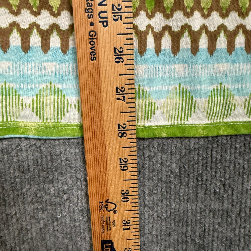 Chico's 4 US XXL Boho Peasant Top Blouse Blue Cotton Abstract Print Lace Up Tie - Picture 7 of 8